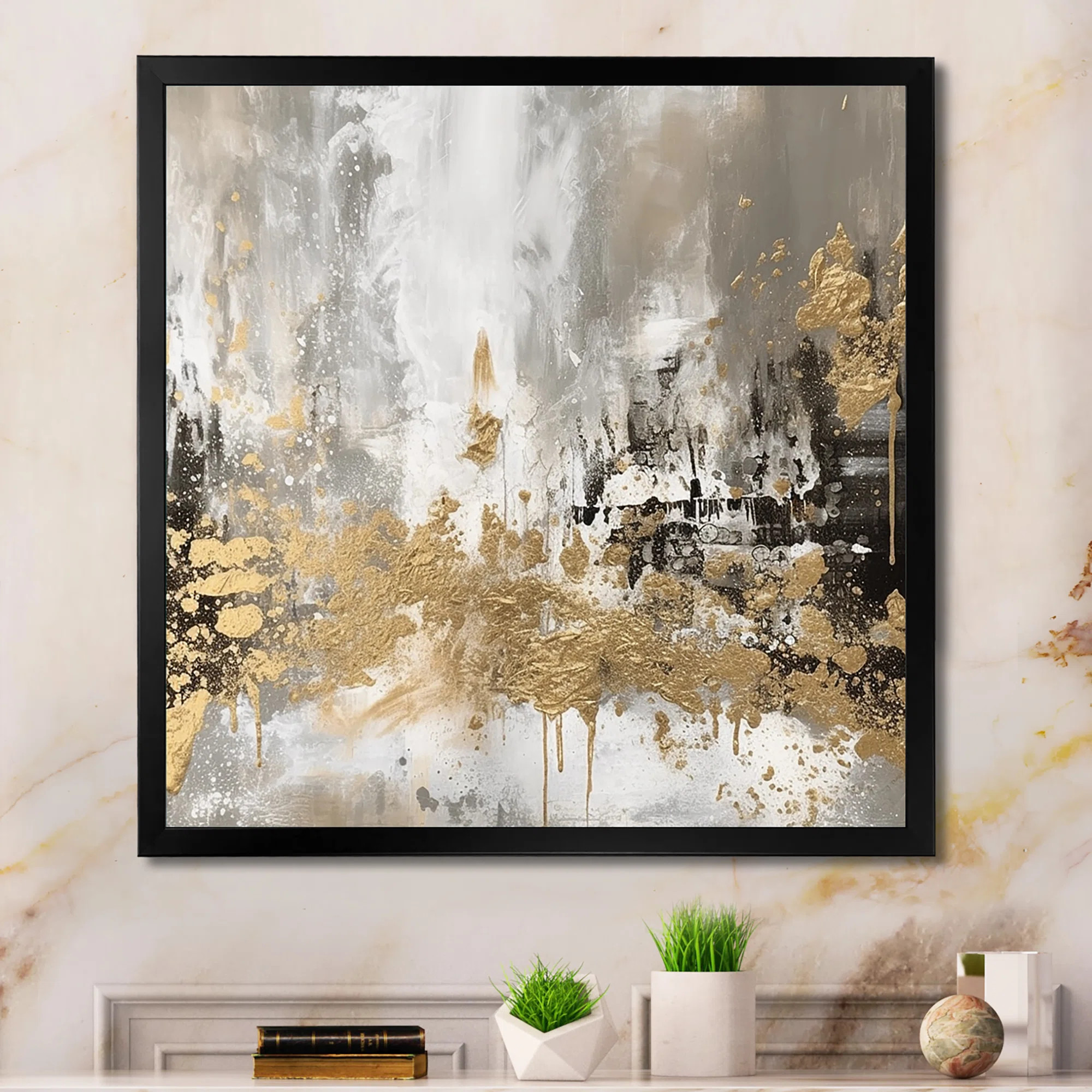 Demetry Modern Golden Abstract - Abstract Wall Art | Wayfair North America