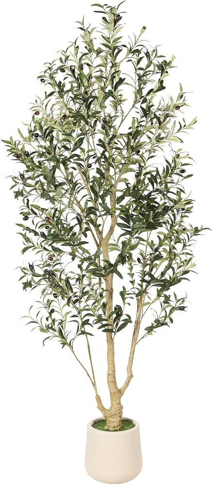 FEELEAD Olive Trees Artificial Indoor 6ft with Planter Faux Olive Tree with Lifelike Trunk & Real... | Amazon (US)