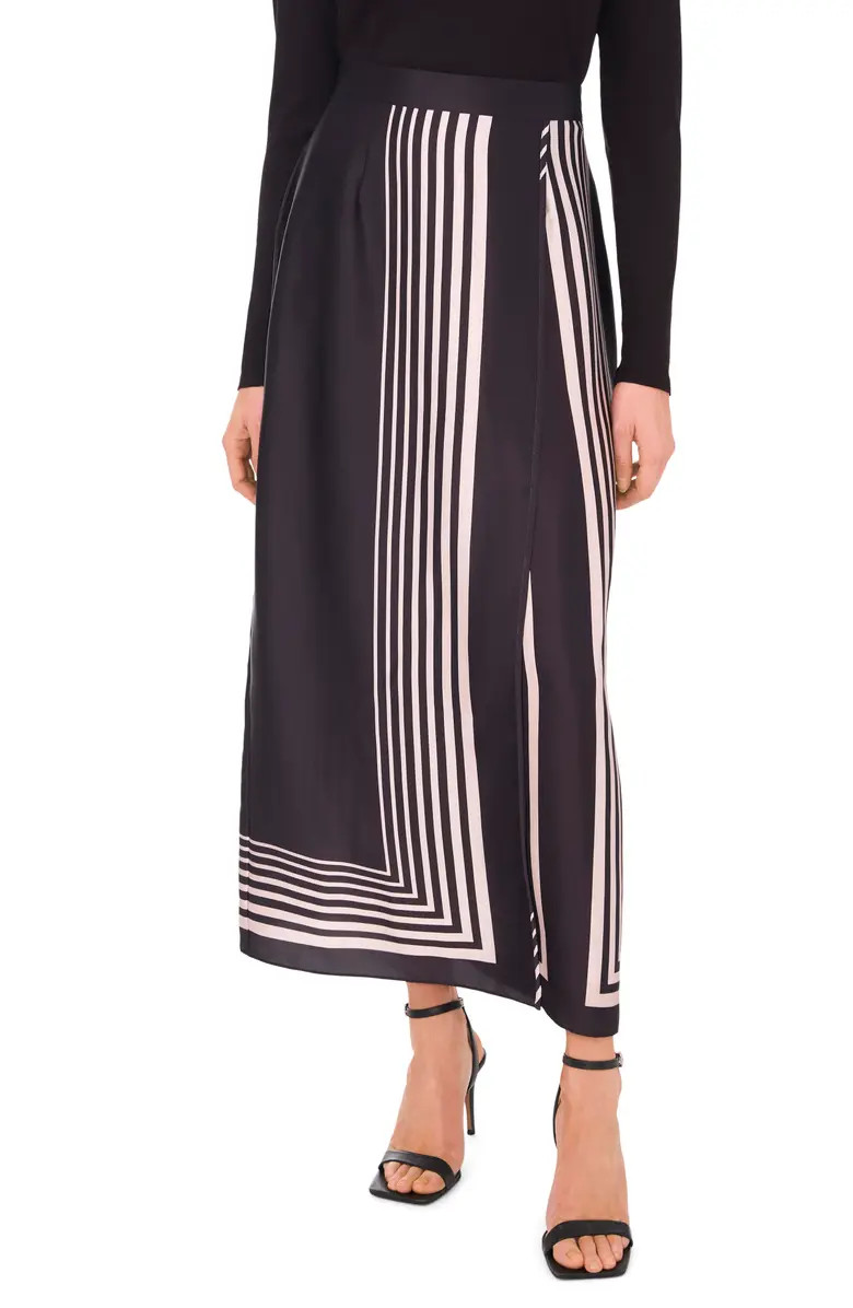 Halogen® Geometric Print Crossover Satin Midi Skirt | Nordstrom | Nordstrom