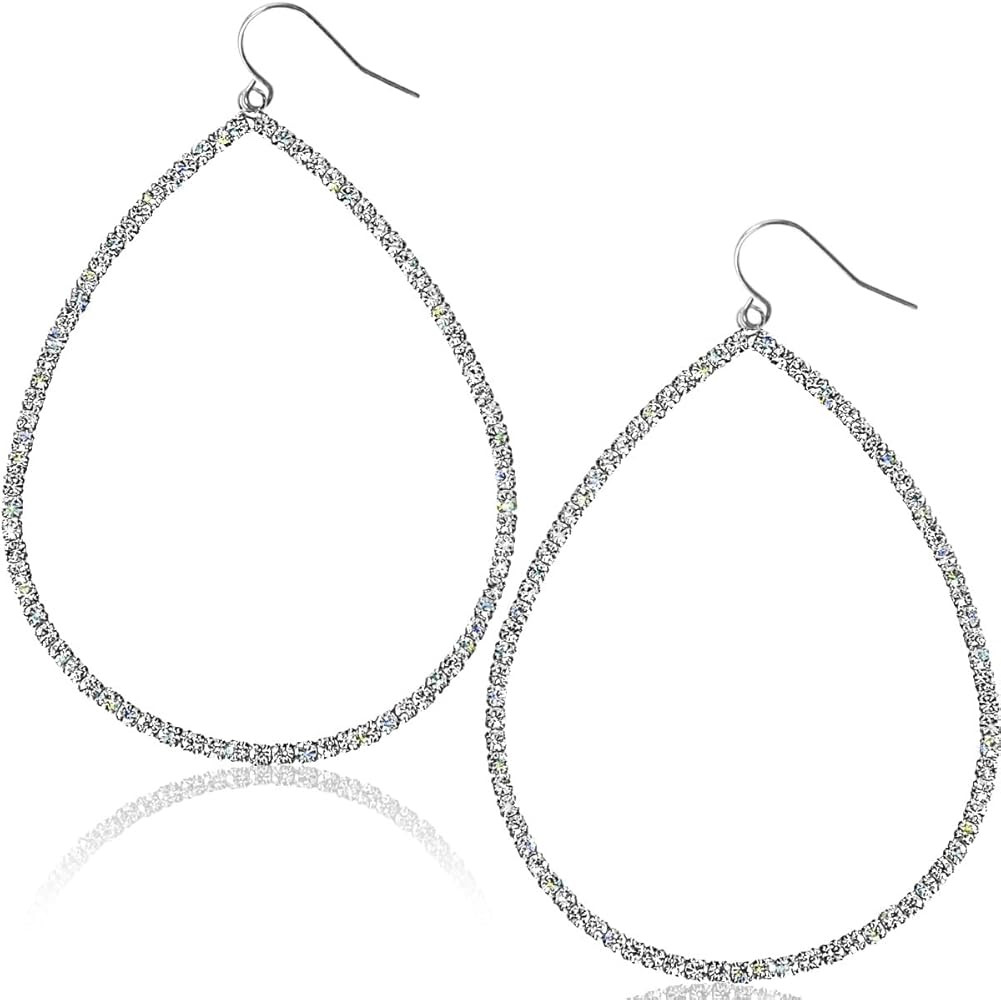Humble Chic Simulated Diamond Teardrop Dangle Earrings For Women - Gold or Silver Tone with Cubic... | Amazon (US)
