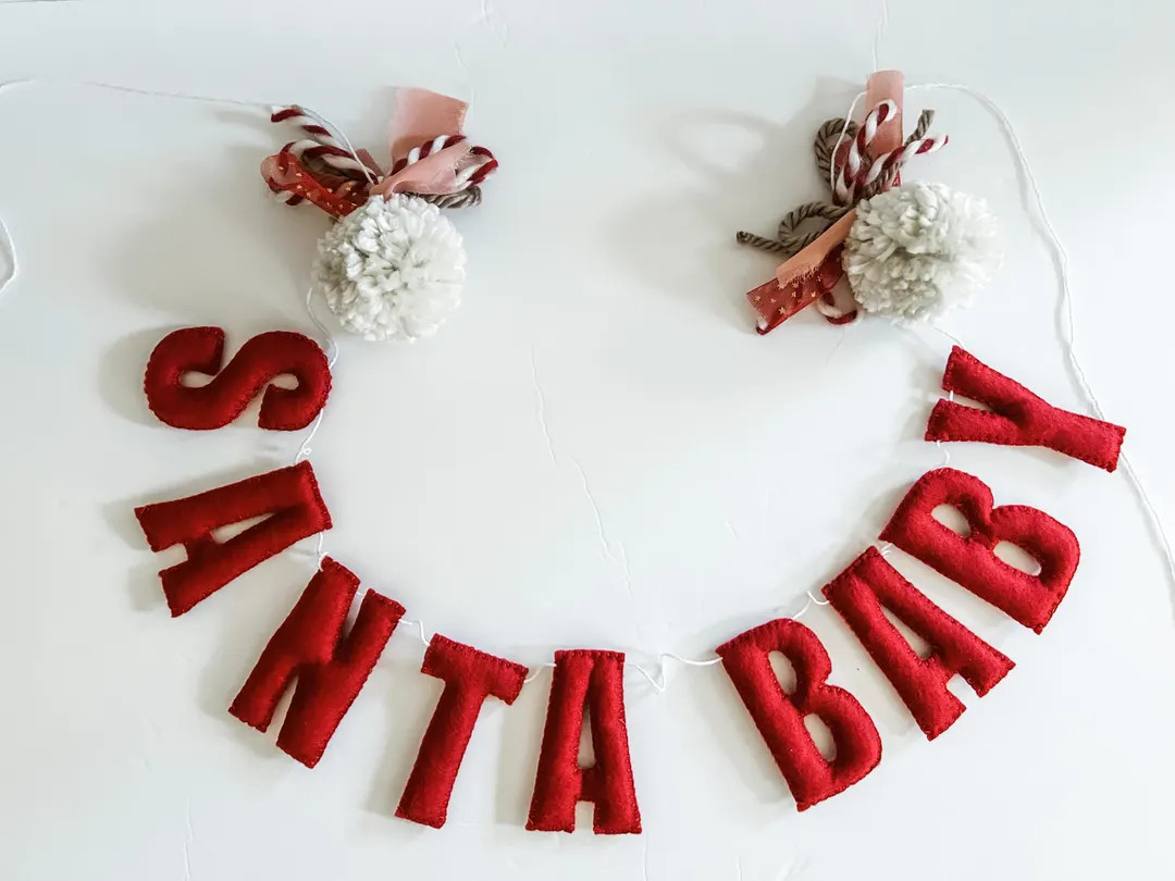 Santa Baby Garland//pompom Garland•felt Banner•walldecor•party Decor•babyshower•persona... | Etsy (US)
