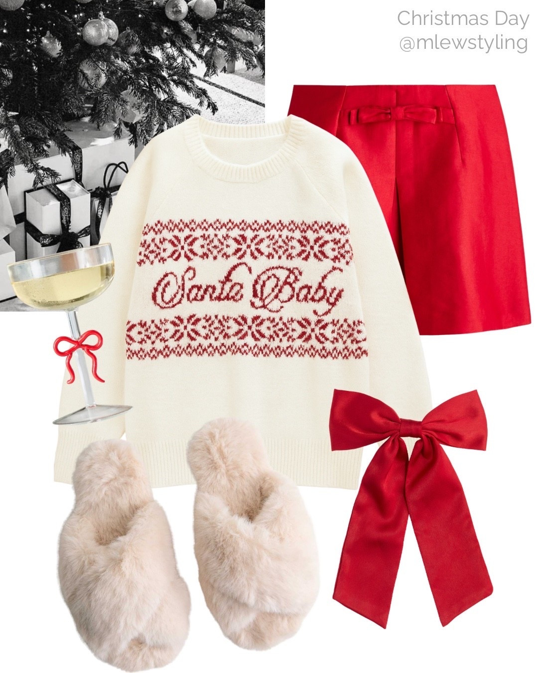 An outfit for Christmas Day at home ♥️

Tags: Christmas sweater (exact knit from fashion nova), red hair bow, red mini skirt, fuzzy slippers, Anthropologie champagne glass, holiday outfit 

#LTKHome #LTKGiftGuide #LTKHoliday