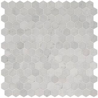 MSI Carrara White Hexagon 12 in. x 12 in. x 10 mm Polished Marble Mesh-Mounted Mosaic Floor and W... | The Home Depot