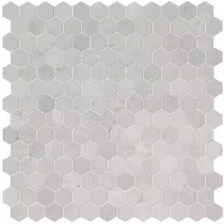 MSI Carrara White Hexagon 12 in. x 12 in. x 10 mm Polished Marble Mesh-Mounted Mosaic Floor and W... | The Home Depot
