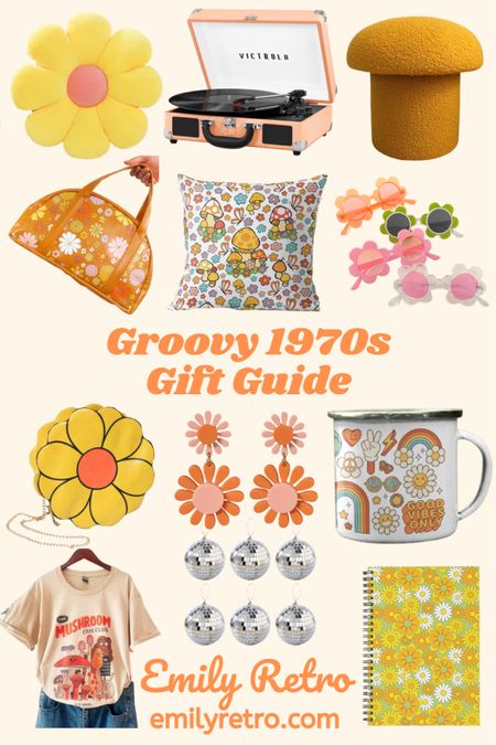 Groovy 1970s gift guide for the vintage clothing and home decor lover in your life! Here are the best ideas for retro gifts if you love colorful flower power and mushroom items 🌈🍄🪩

#LTKhome #LTKHoliday #LTKSeasonal