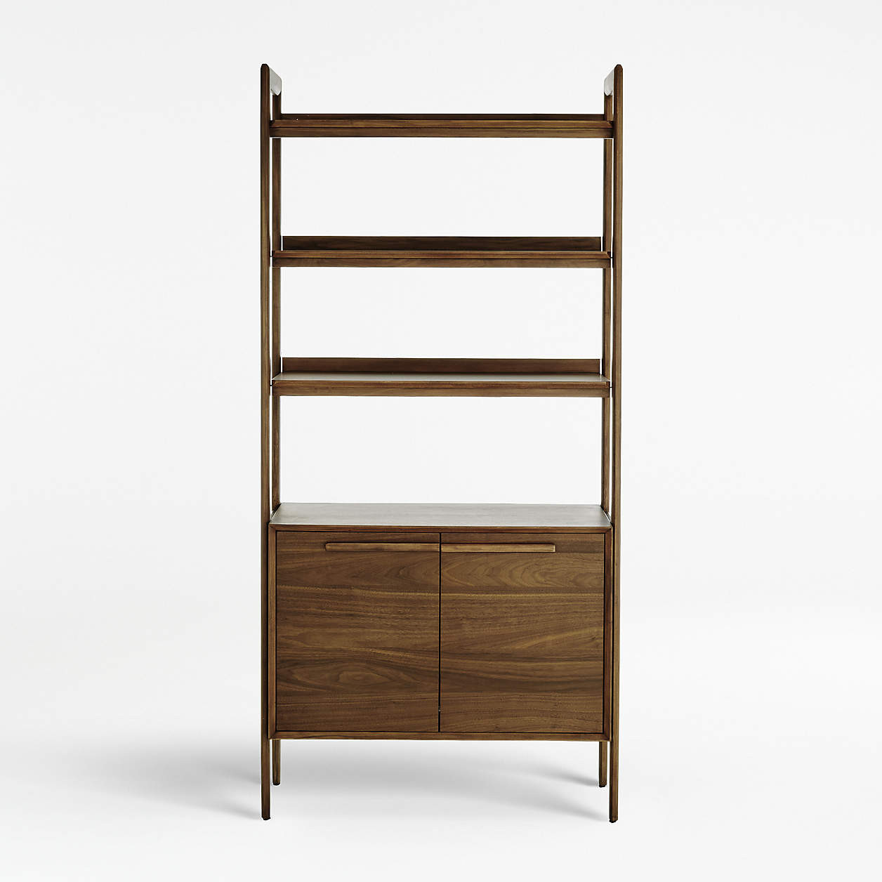 Tate 36" Walnut Wood 3-Shelf Storage Bookcase Cabinet + Reviews | Crate & Barrel | Crate & Barrel