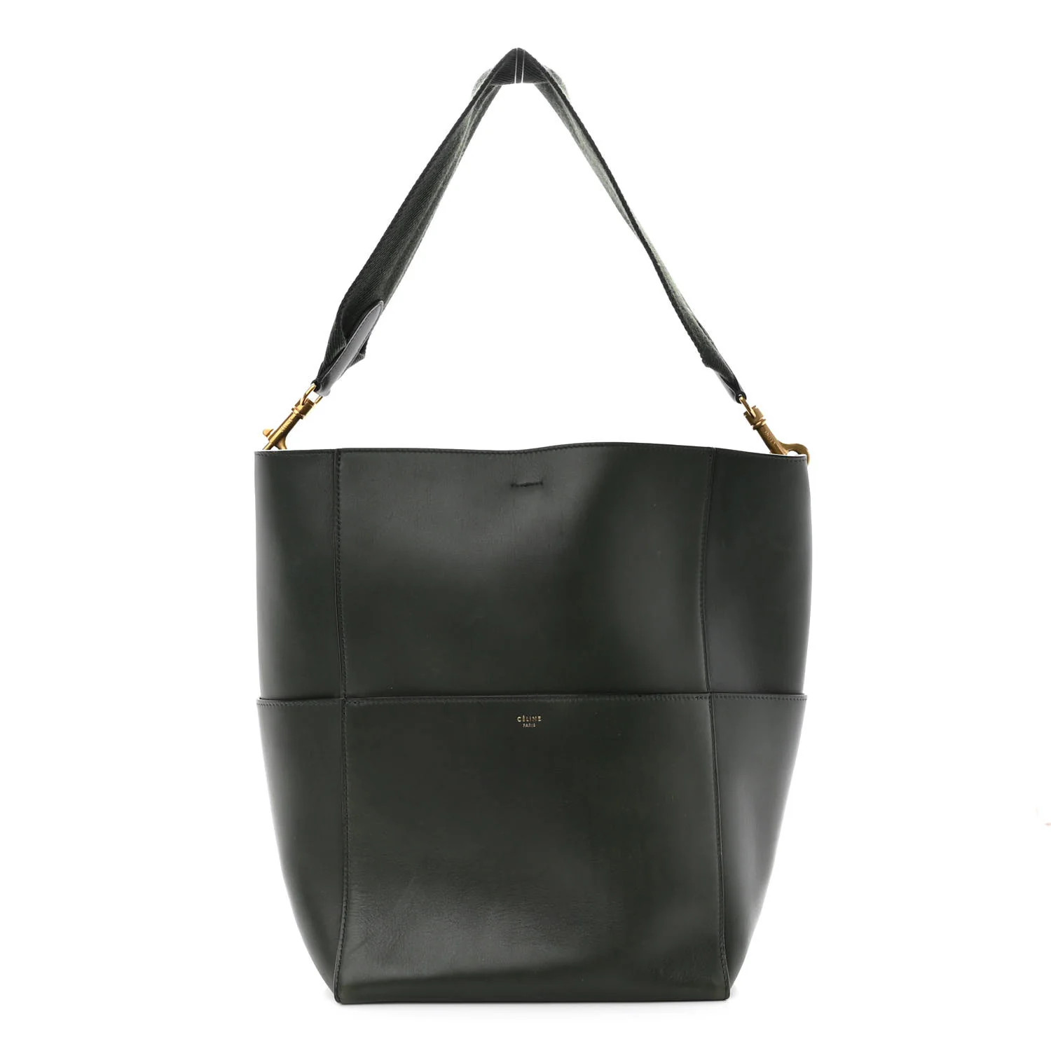 Supersoft Calfskin Sangle Bucket Bag  Bottle Green | FASHIONPHILE (US)