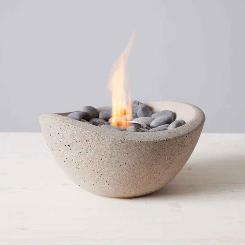 TerraFlame Wave Concrete Table Top Gel Fuel Fire Bowl - Indoor and Outdoor Use | Wayfair North America