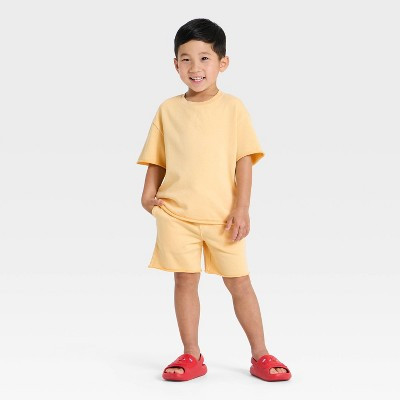 Toddler Boys' Short Sleeve Sweatshirt and Shorts Set - Cat & Jack™ Orange 2T | Target
