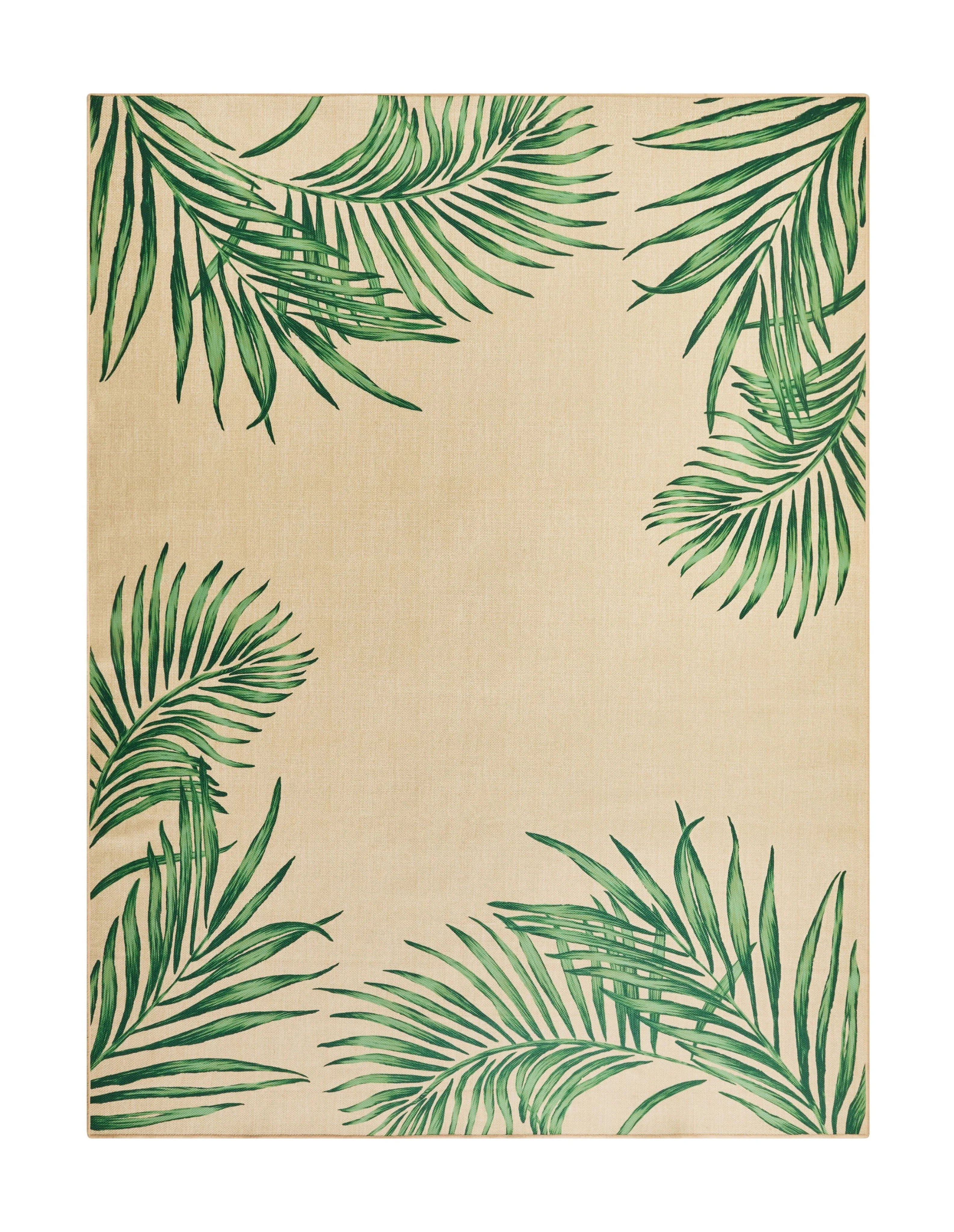 Better Homes & Gardens Green Palm Outdoor Washable Area Rug, 7' x 10' | Walmart (US)