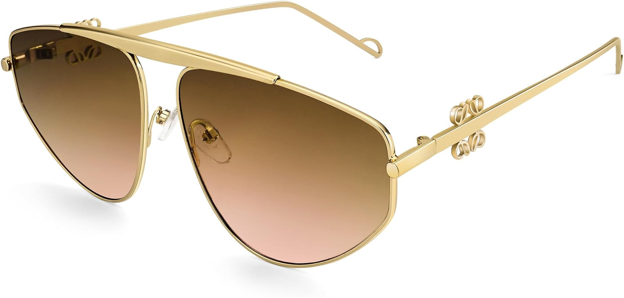 Oversized Aviator Sunglasses for Women Men Trendy Fashion Big Shades Tinted Lens Gold Metal Sun G... | Amazon (US)