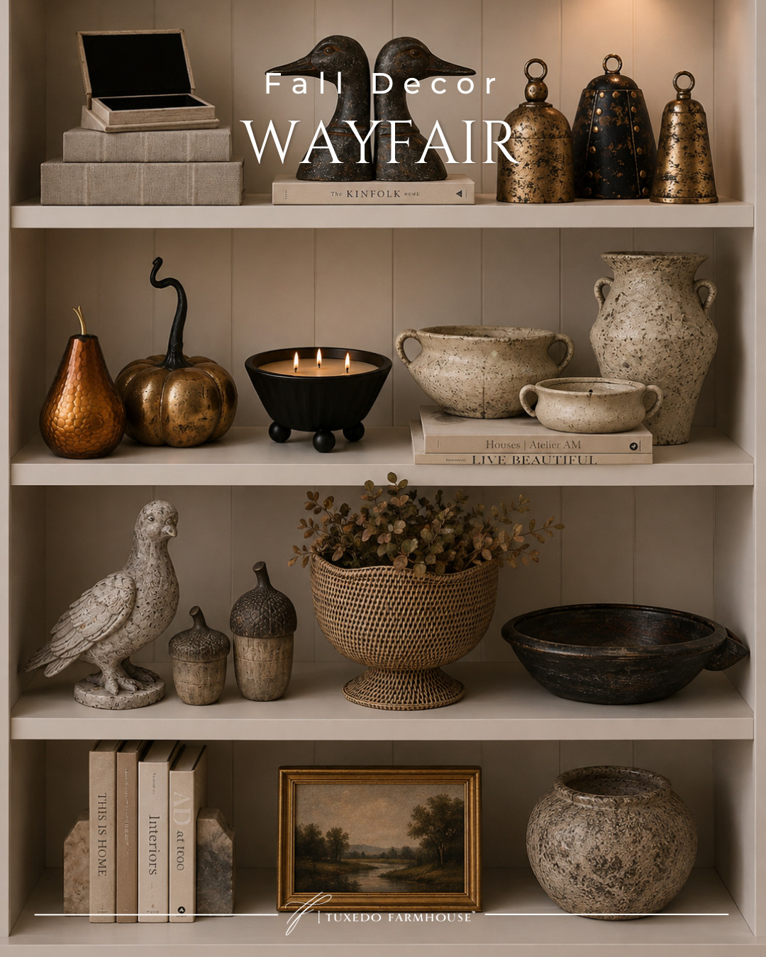 Fall shelves are all about layering warm textures, timeless pottery, and cozy accents that transition beautifully all season long. These Wayfair finds make it easy to create a collected, designer-inspired look without overspending. 🍂🤎

#LTKHome #LTKStyleTip #LTKSeasonal #Wayfair #FallDecor #ShelfStyling #NeutralHome #CozyHome 

 #LTKSeasonal #LTKHome #LTKSaleAlert