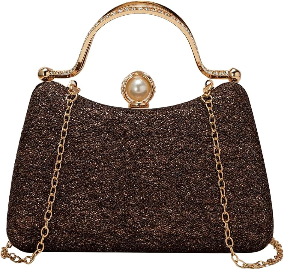 SweatyRocks Women's Glitter Evening Bag Shiny Chain Strap Clutch Purses Formal Bridal Wedding Coc... | Amazon (US)