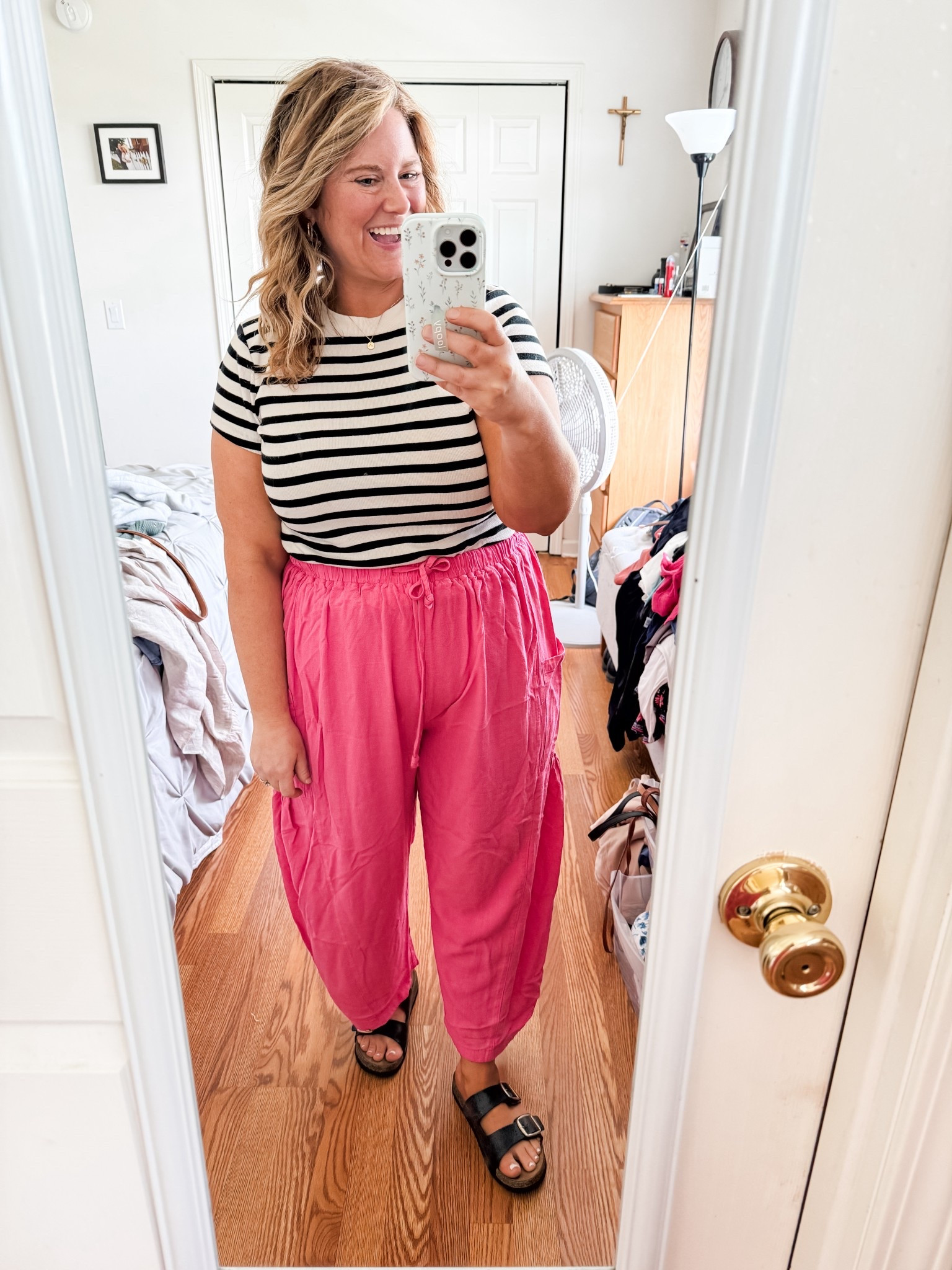 Love these comfy linen pants! Wearing a large.  Tee is an XL  

#LTKMidsize #LTKFindsUnder50 #LTKSeasonal
