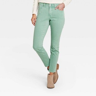 Women's Mid-Rise Skinny Stretch Ankle Jeans - Universal Thread™ Green | Target