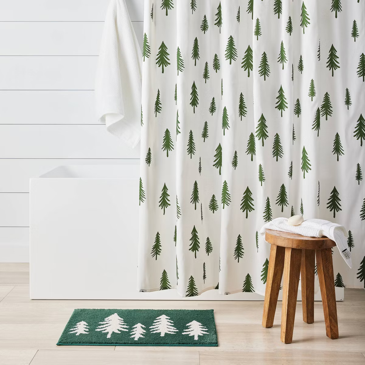 Christmas Forest Trees Shower Curtain White - Wondershop™ | Target