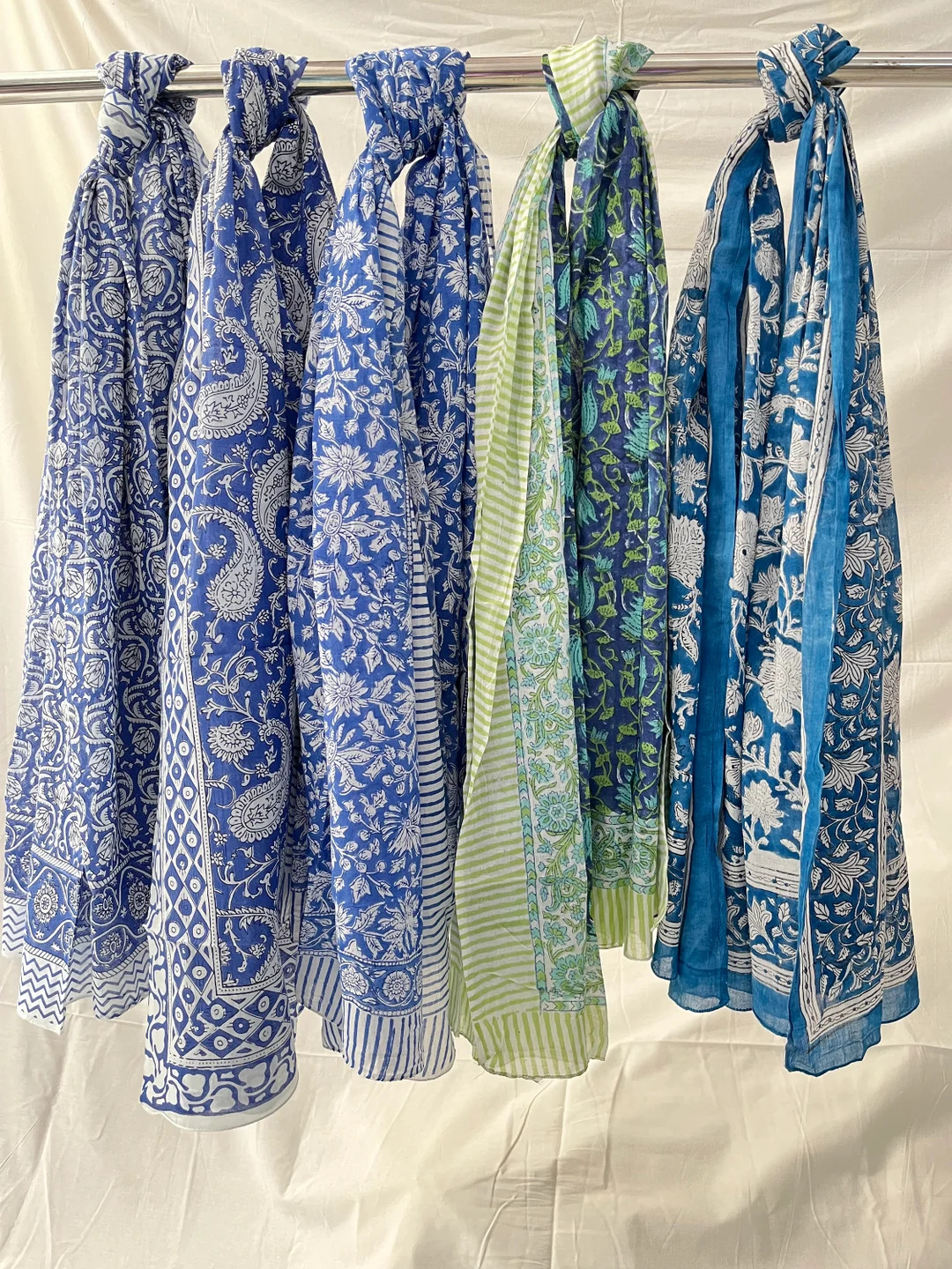 Handmade Cotton Floral Sarong: Indian Block Print Beach Scarf | Etsy (US)