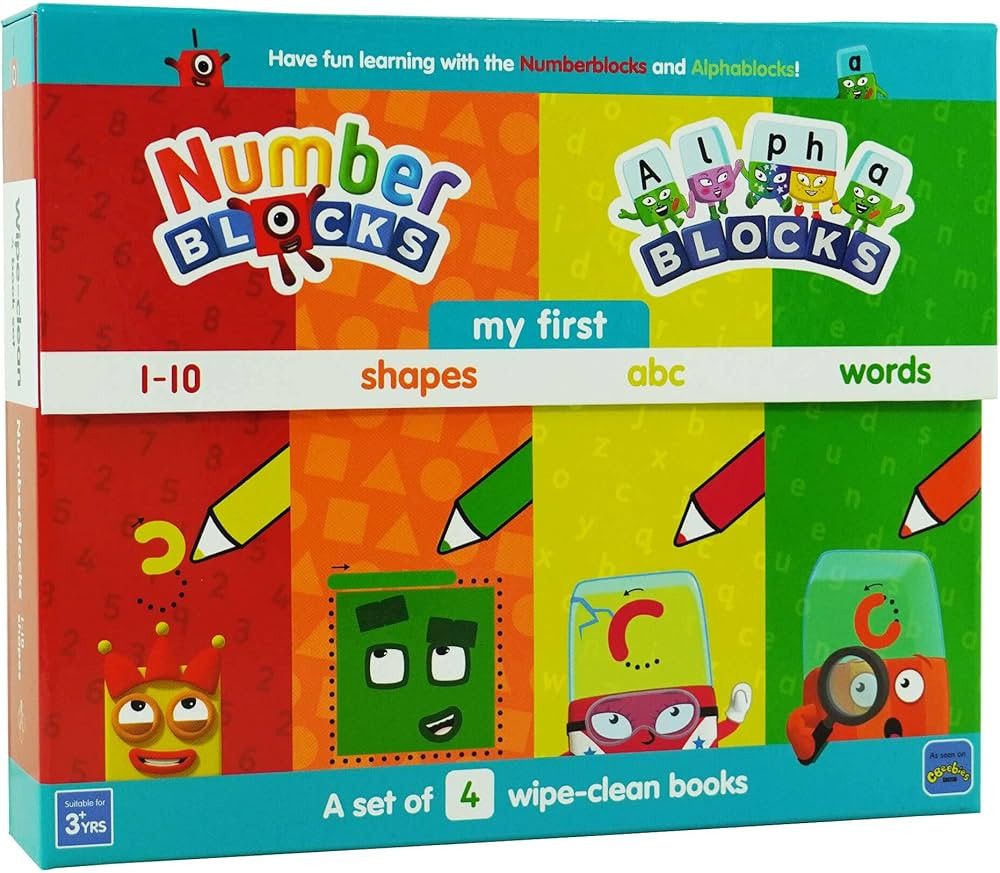 Numberblocks and Alphablocks: My First Numbers and Letters 4 Book Wipe-Clean Box Set (pen include... | Amazon (US)
