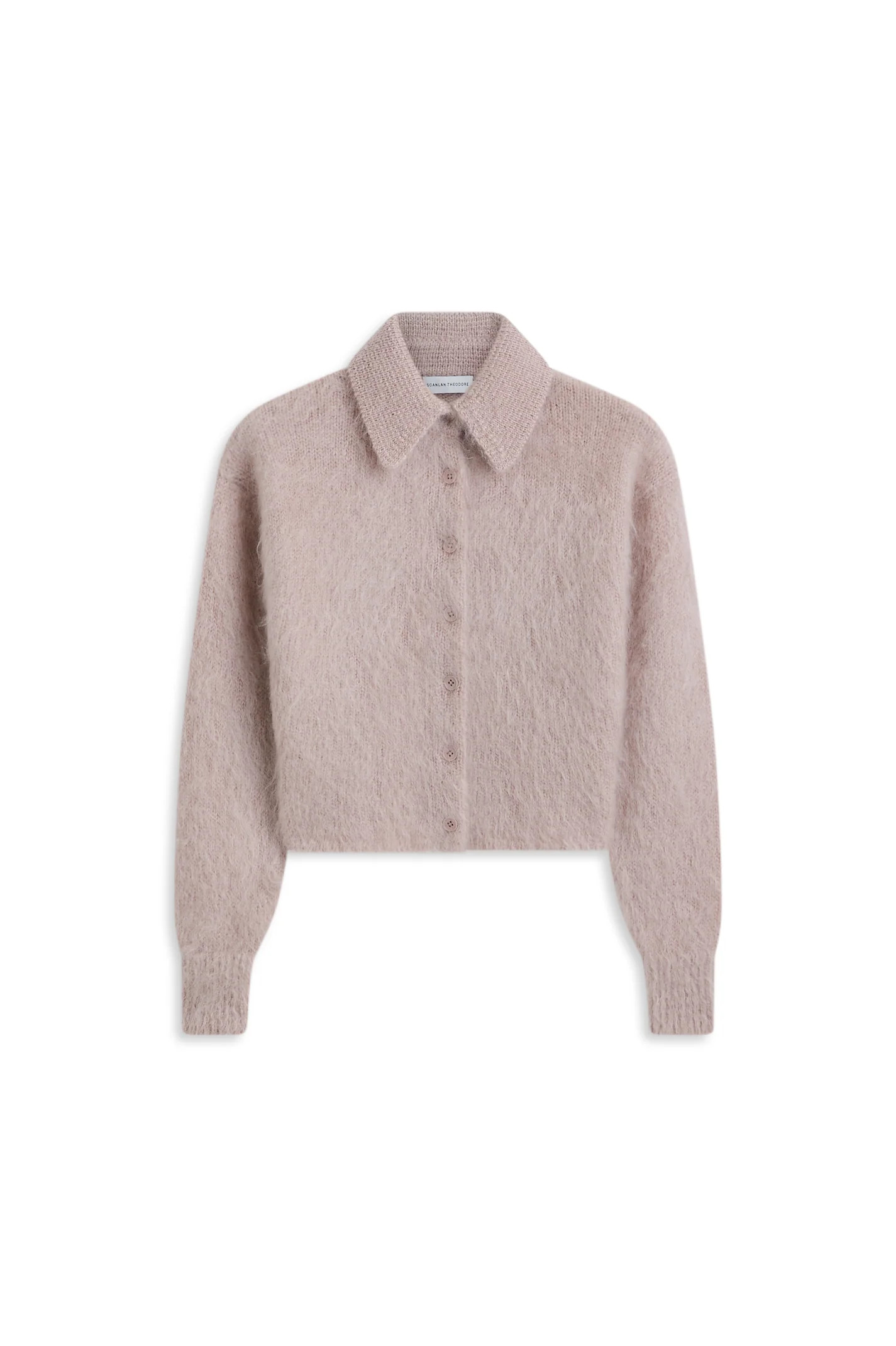 BRUSHED MOHAIR SHIRT CARDIGAN - MINK - Scanlan Theodore | Scanlan Theodore AU