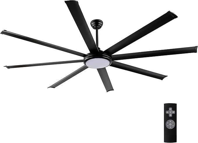 WINGBO 80" Ceiling Fan with Lights and Remote Control, Matte Black Ceiling fan, 8 Reversible Blad... | Amazon (US)