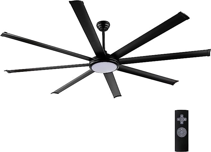 WINGBO 80" Ceiling Fan with Lights and Remote Control, Matte Black Ceiling fan, 8 Reversible Blad... | Amazon (US)