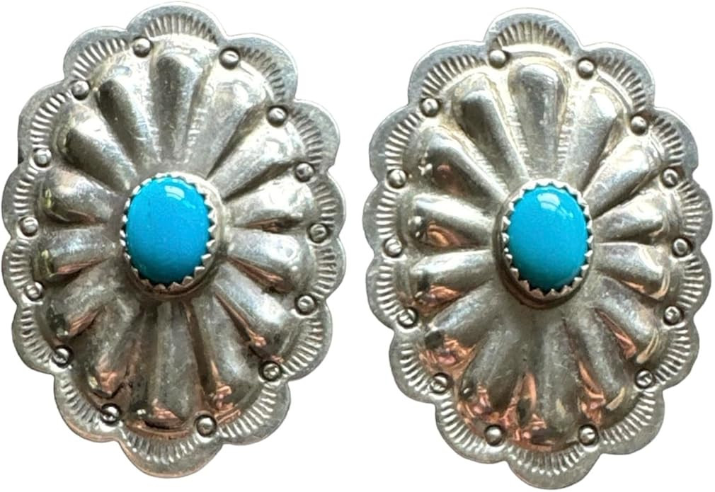 Navajo Native American Sterling Silver Turquoise Stud Earrings DM | Amazon (US)