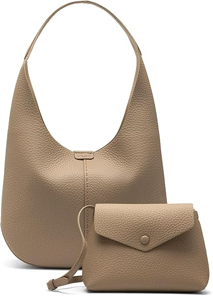 NEWBELLA Women's 2-Piece Foldable Hobo Bag Set-Soft Faux Leather Tote & Crossbody Purse | Amazon (US)