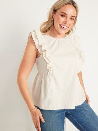 High-Neck Double-Ruffle Flutter-Sleeve Top for Women | Old Navy (US)