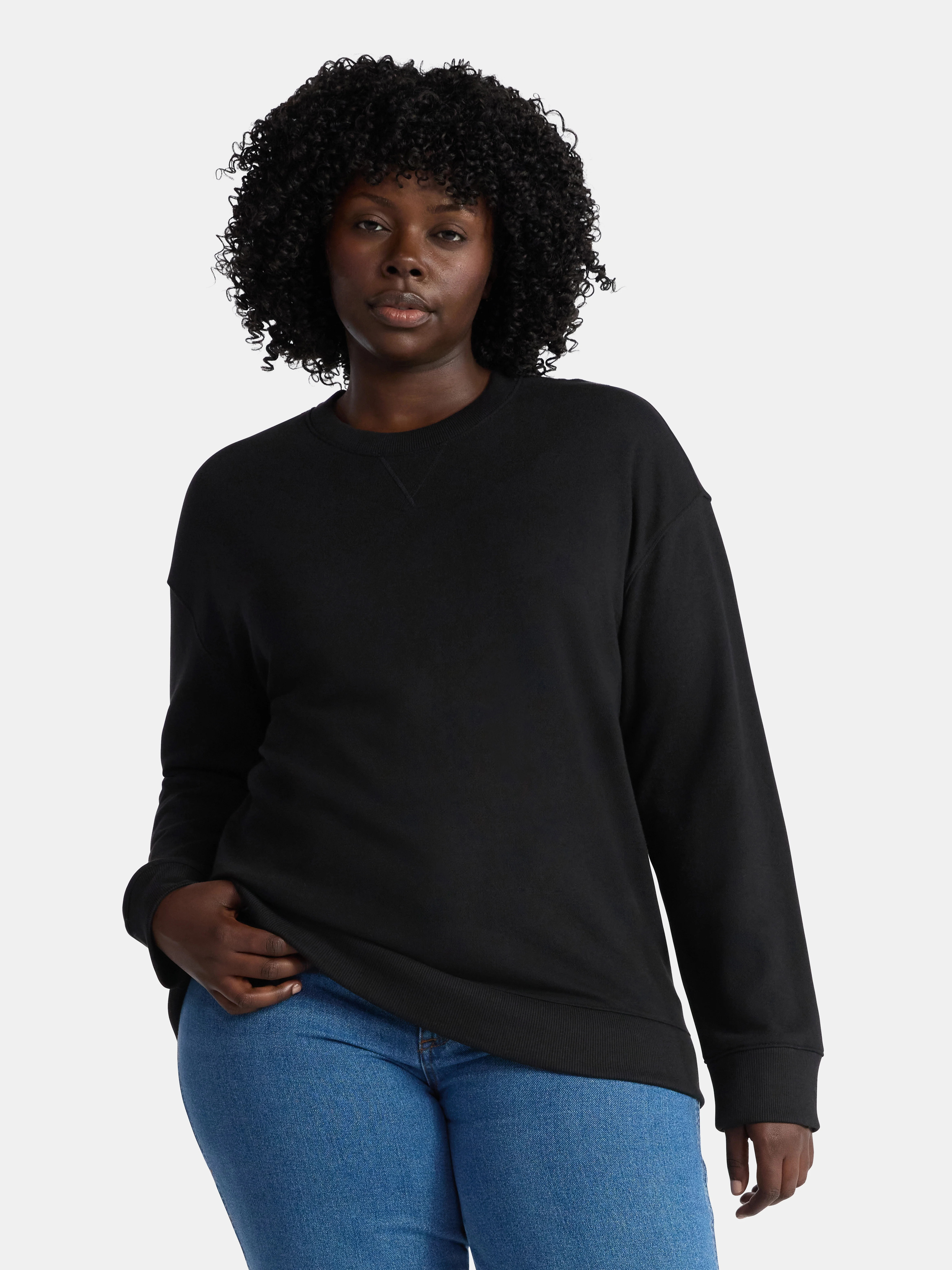 Time and Tru Women's and Women's Plus Crewneck Sweatshirt with Long Sleeves, Sizes XS-4X - Walmar... | Walmart (US)