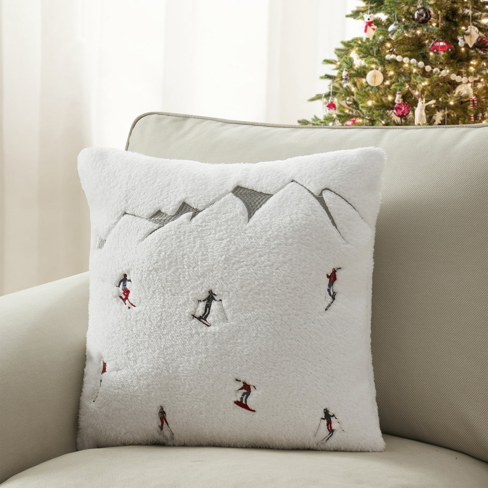 Holiday Time 18" x 18" Ivory Ski Sherpa Decorative Pillow | Walmart (US)