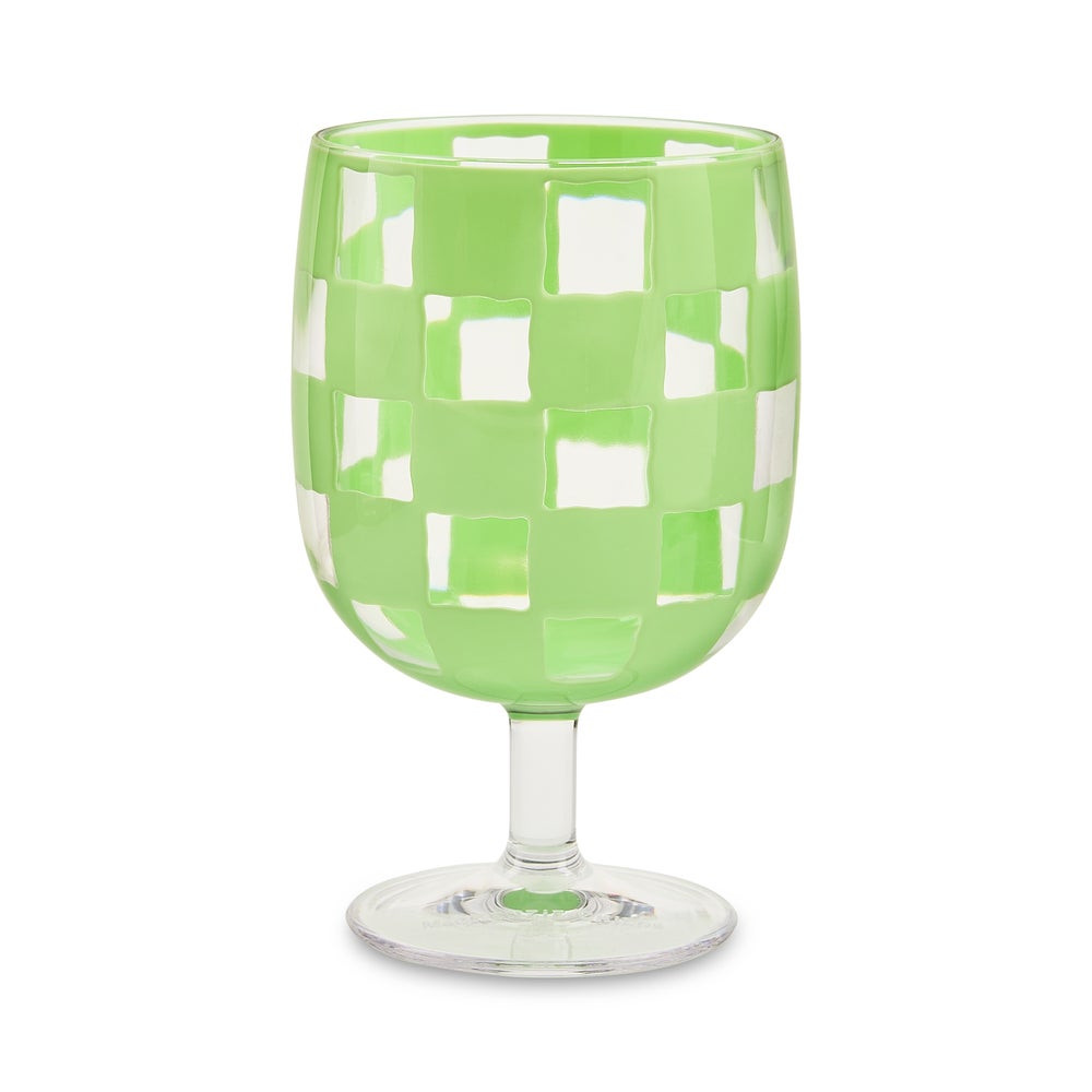 Green Check Acrylic Water Goblets, Set of 4 | MacKenzie-Childs