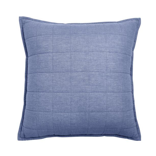 Gap Home Quilted Denim Decorative Square Throw Pillow with Sherpa Reverse, Dark Blue, 20" x 20" | Walmart (US)