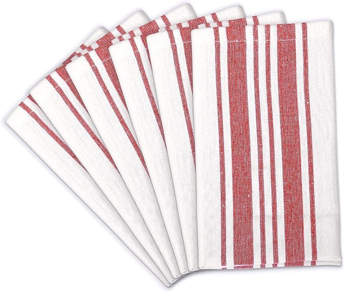 All Cotton and Linen Cotton Napkins, Red Striped Napkins, Christmas Napkins [Pack of 6, 18 X 18] ... | Amazon (US)