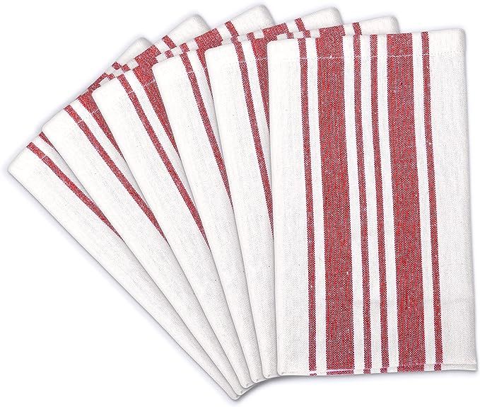 All Cotton and Linen Cotton Napkins, Red Striped Napkins, Christmas Napkins [Pack of 6, 18 X 18] ... | Amazon (US)