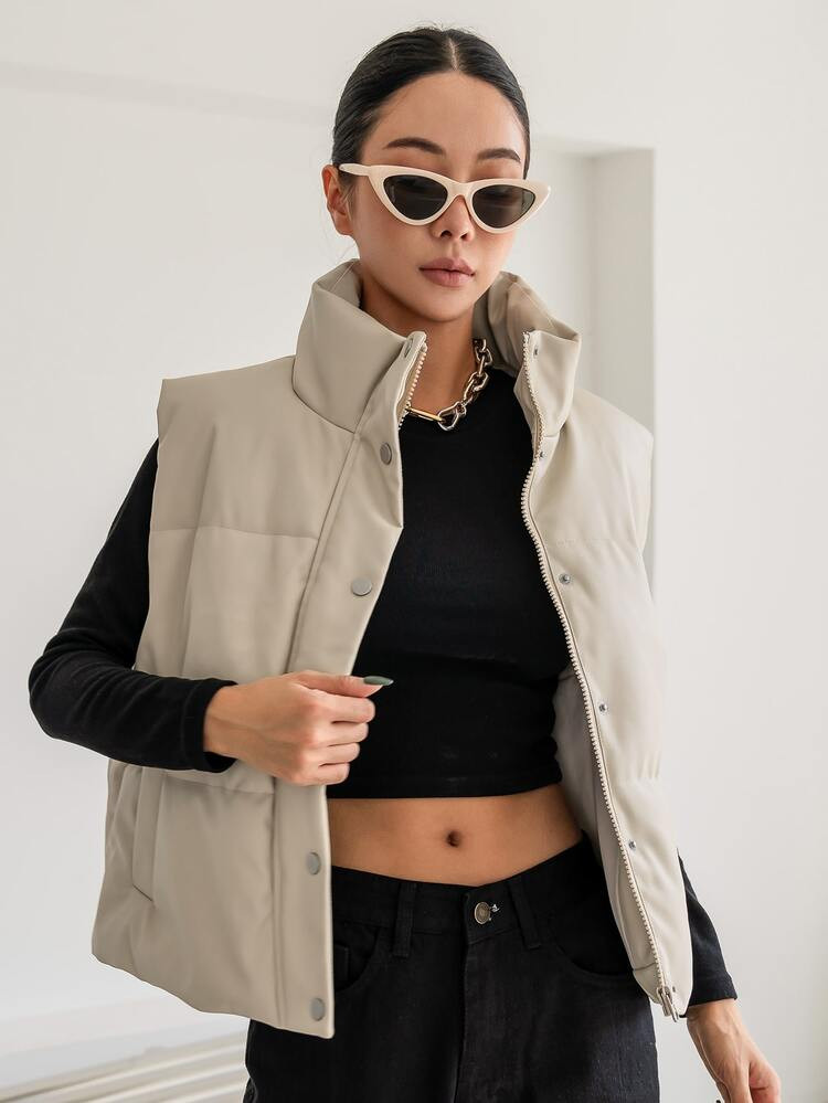 DAZY Zip Front Vest Puffer Coat | SHEIN