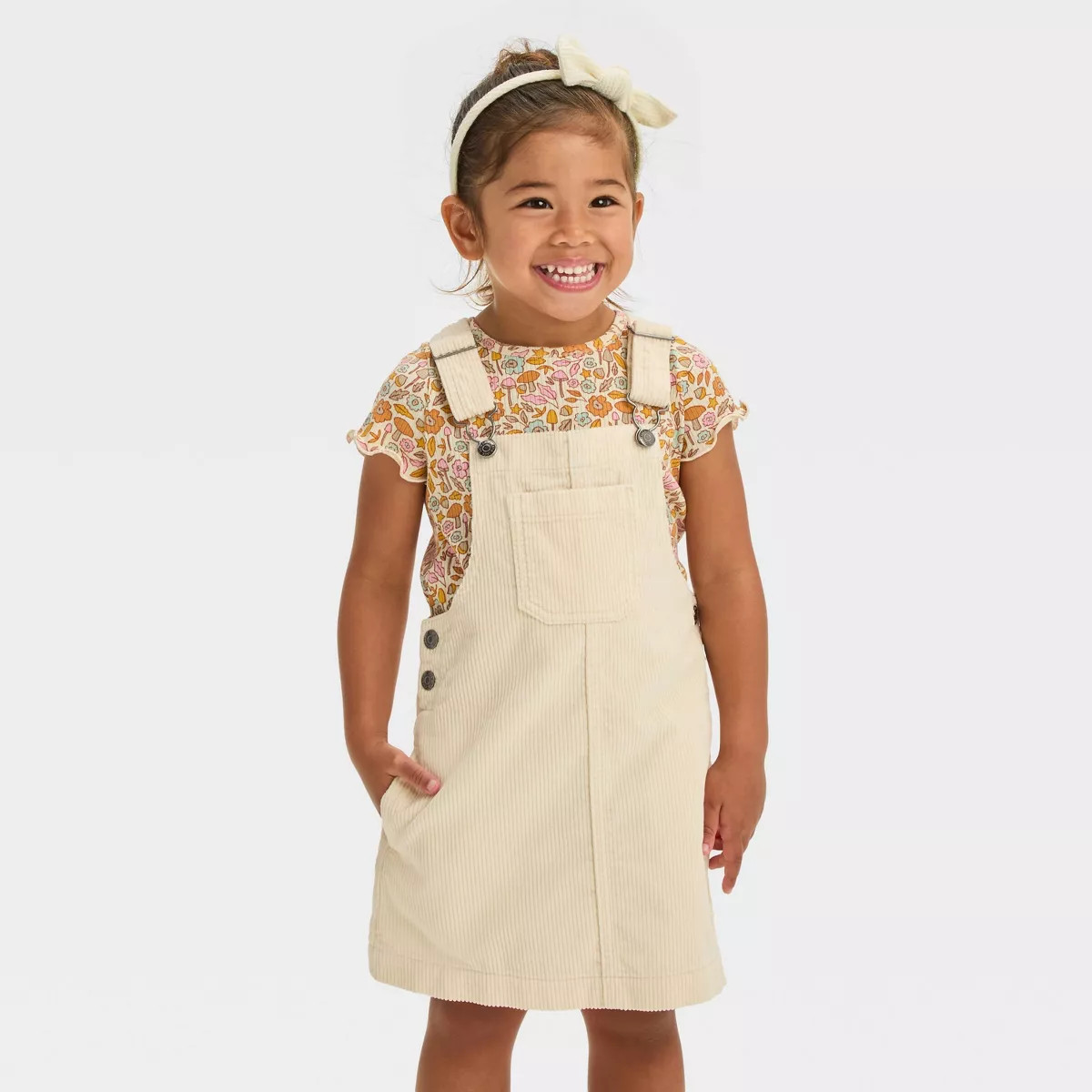 Toddler Girls'  Corduroy Skirtall Dress - Cat & Jack™ Cream | Target