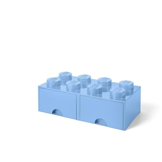 LEGO Brick Drawer, 8 Knobs, 2 Drawers, Stackable Storage Box, Light Royal Blue | Amazon (US)