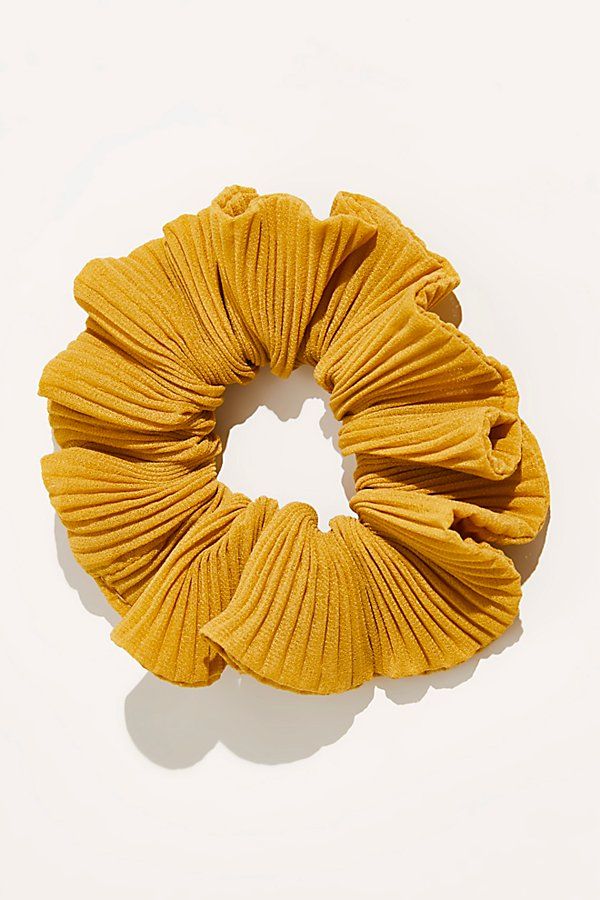 Lucky Pleated Scrunchie by Free People, Mustard, One Size | Free People (Global - UK&FR Excluded)