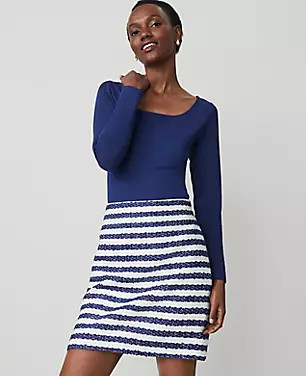 Petite Striped Bouclé Tweed Skirt | Ann Taylor