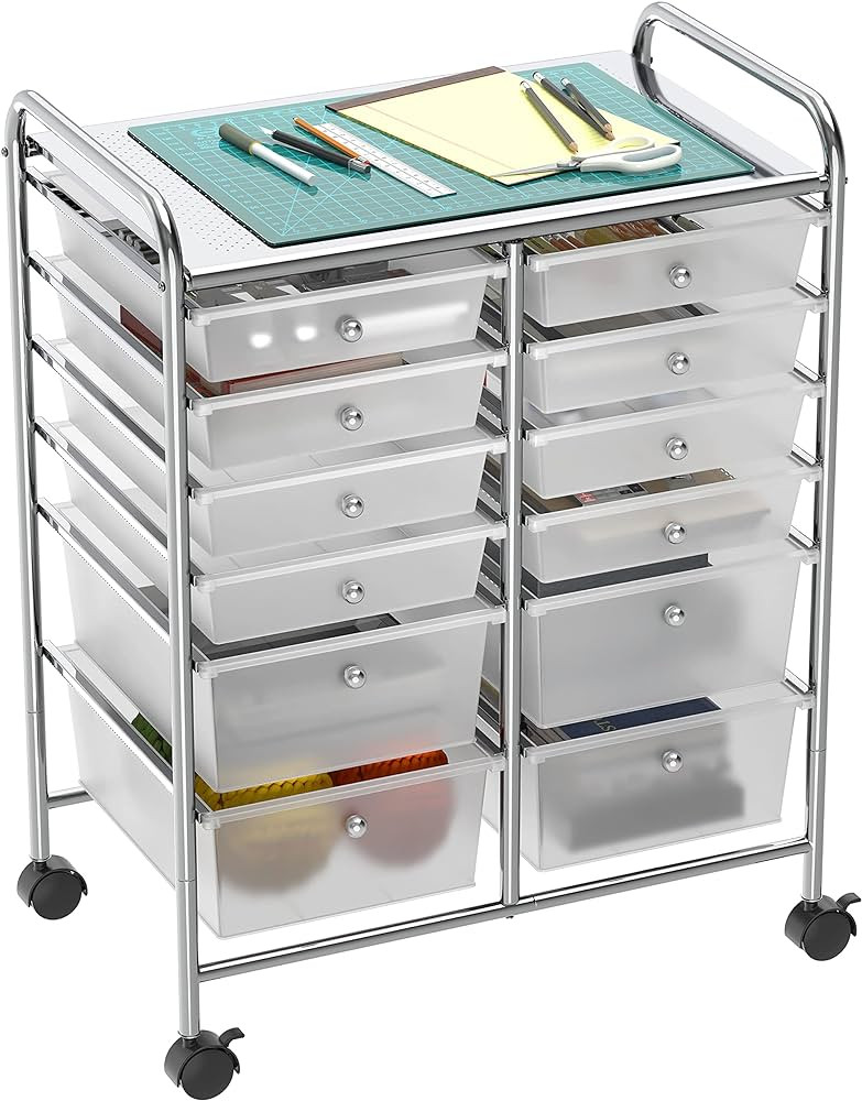 SimpleHouseware Utility Cart with 12 Drawers Rolling Storage Art Craft Organizer on Wheels | Amazon (US)