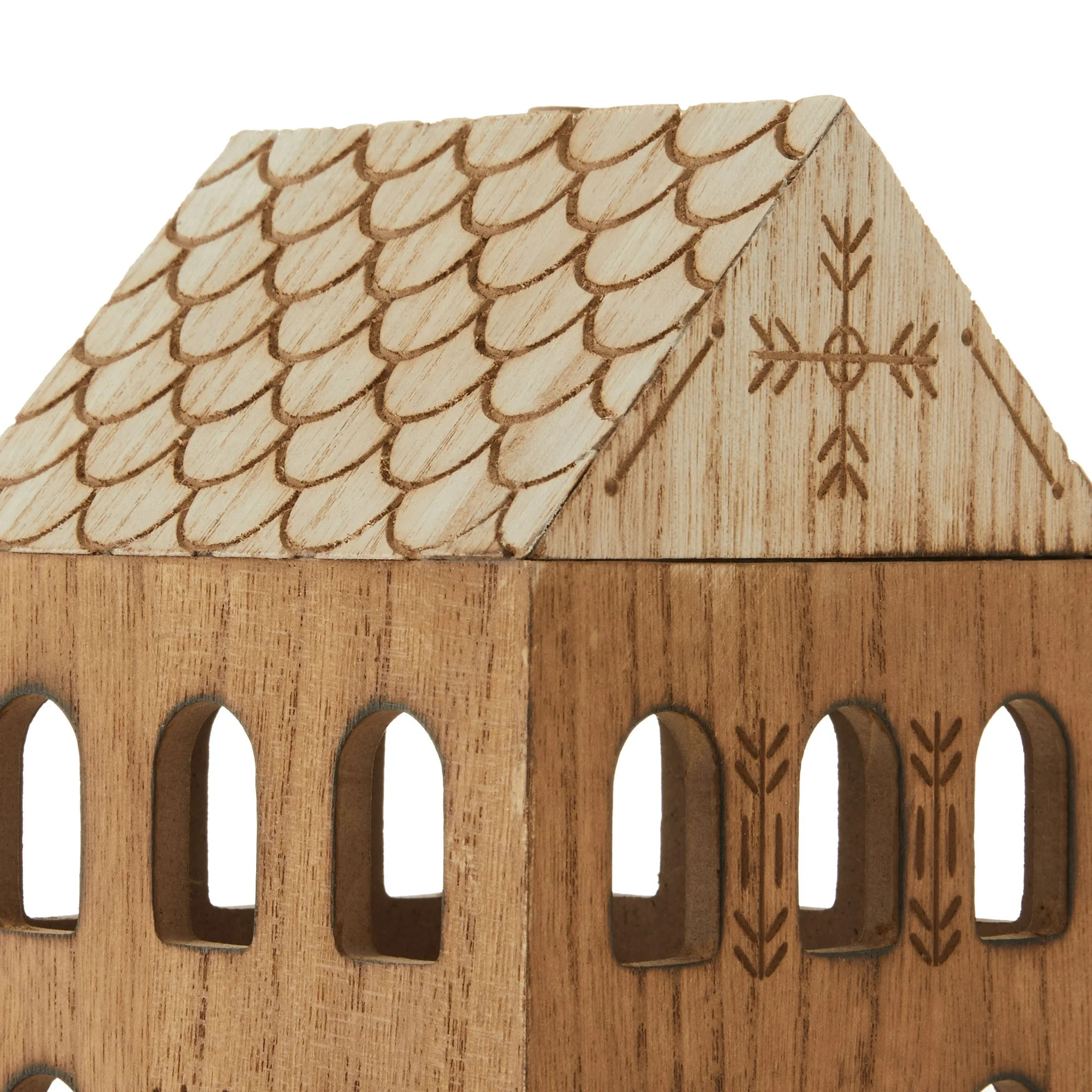 Wood House Christmas Decoration, Brown, 7", by Holiday Time | Walmart (US)