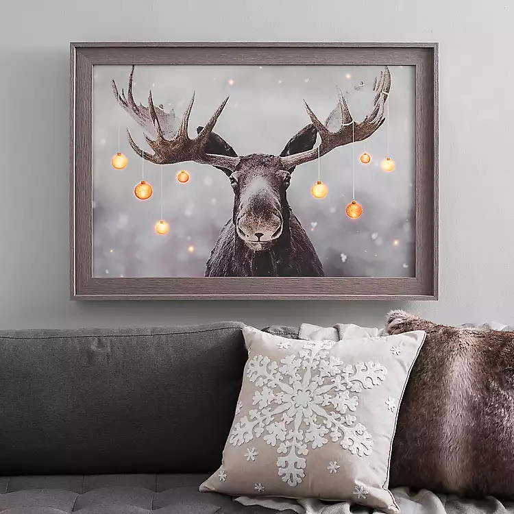 Pre-Lit Elmer the Moose Framed Canvas Art Print | Kirkland's Home