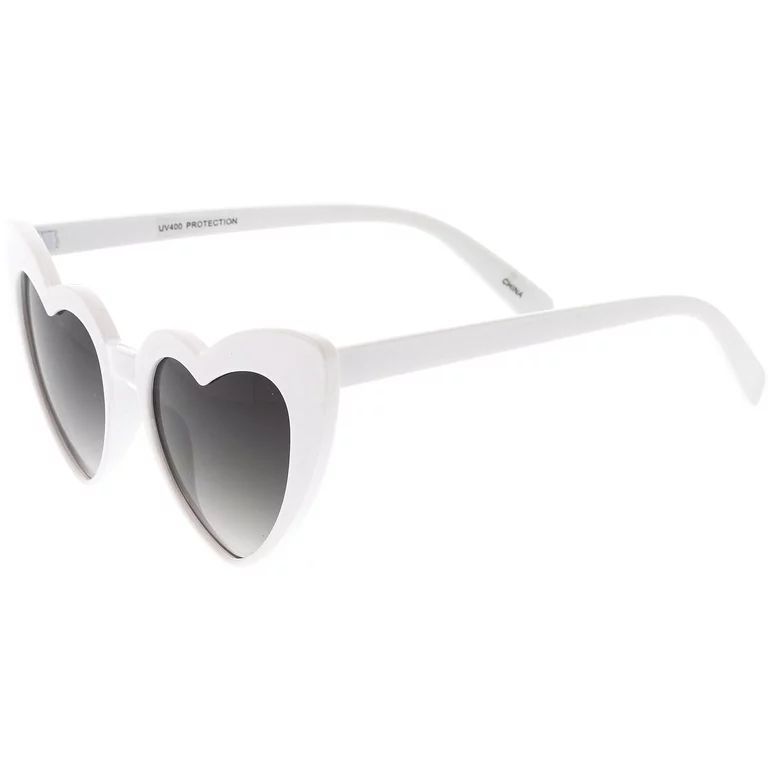 Women's Oversize Heart Sunglasses Gradient Lens 51mm (White / Lavender) | Walmart (US)