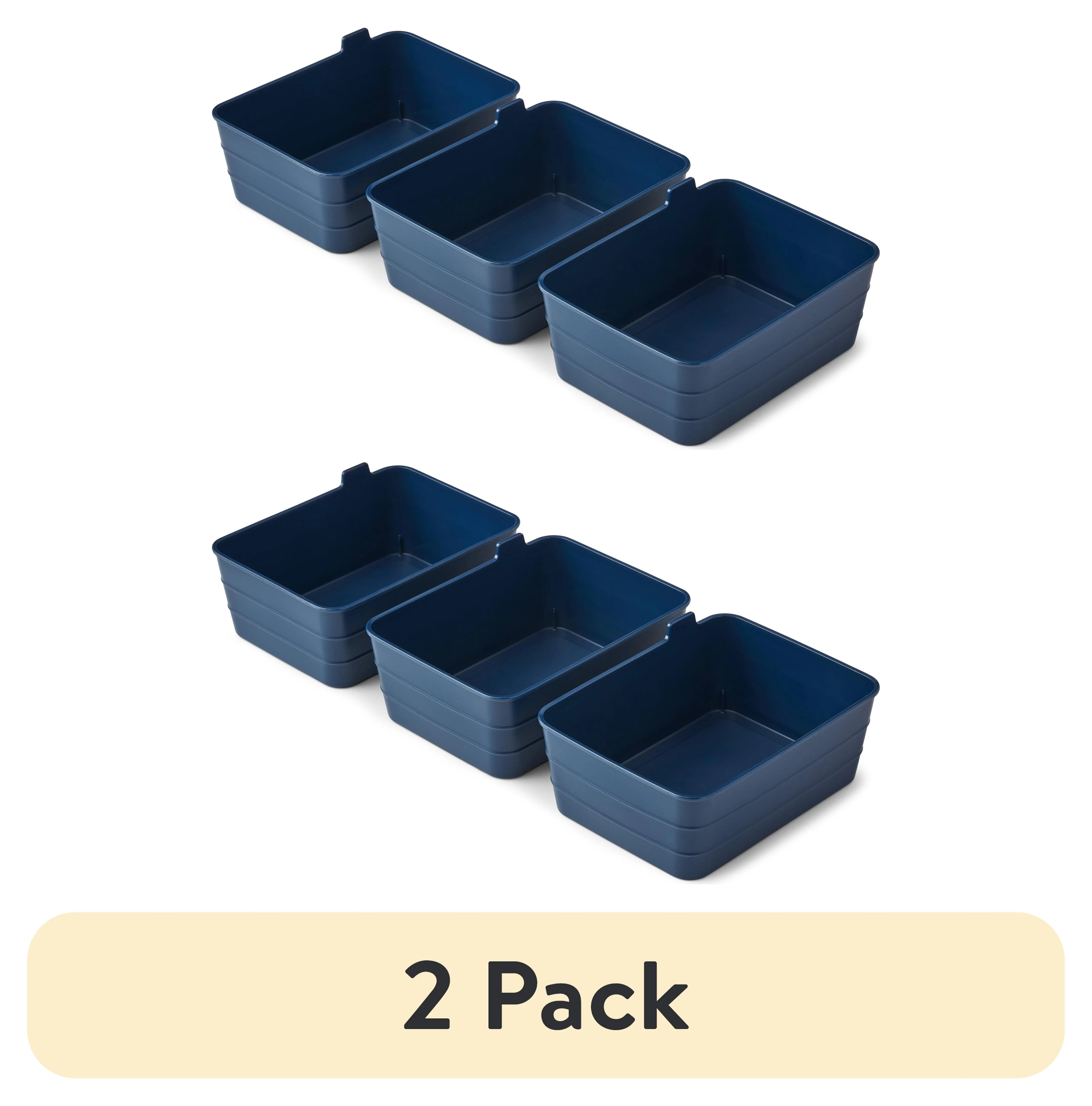 (2 pack) Mainstays Plastic Set of 3 Flexible Drawer Storage Organizers, 7" x 5.2" x 2.9", Blue, D... | Walmart (US)