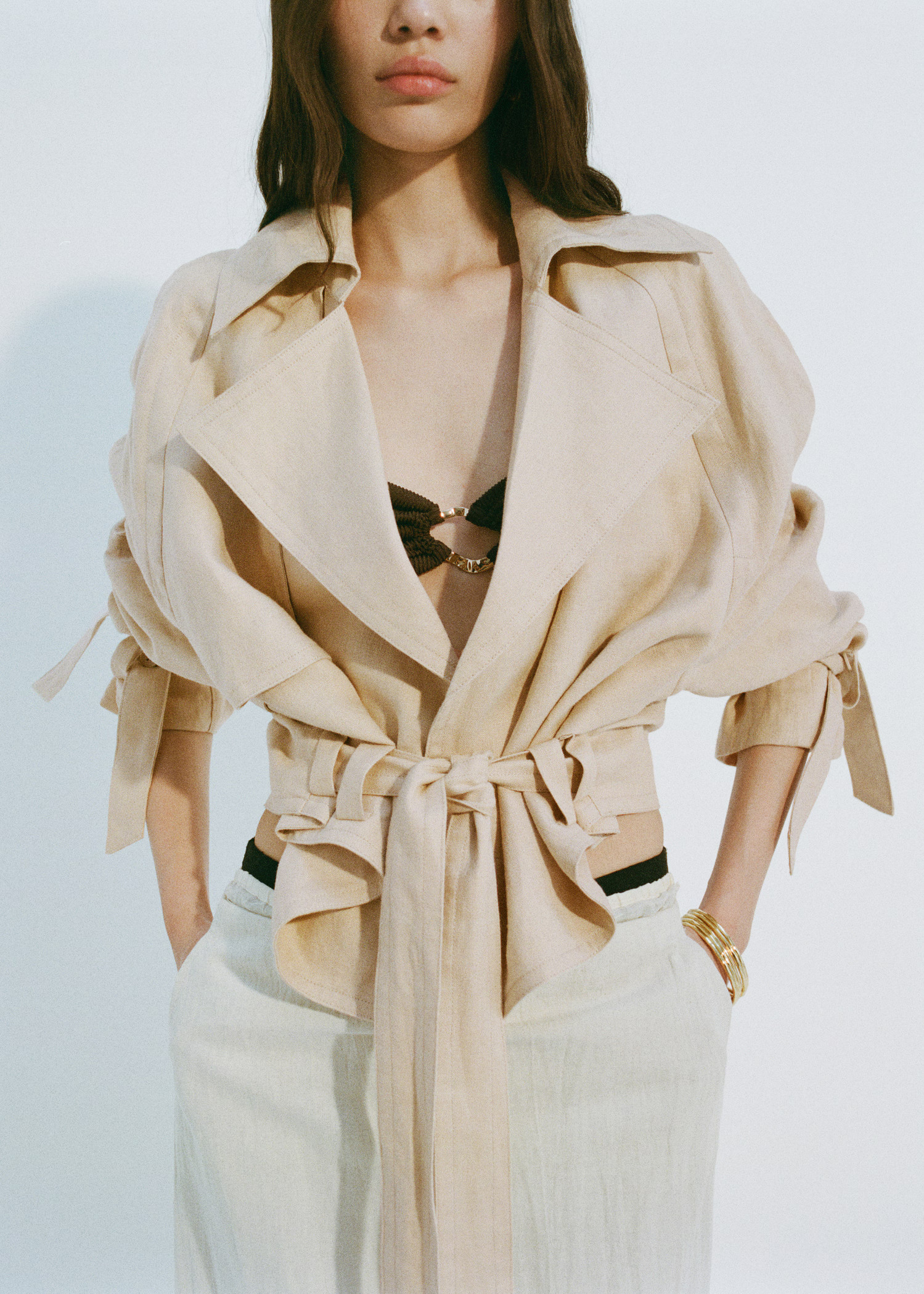 Linen jacket with belt - Women | MANGO USA | Mango (US/MX/AU)