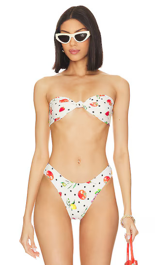 Tie Bandeau Bikini Top in Fruits Off White Multi | Revolve Clothing (Global)