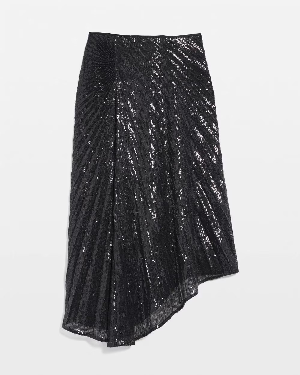 Sequin Pleated Asymmetrical Skirt | White House Black Market