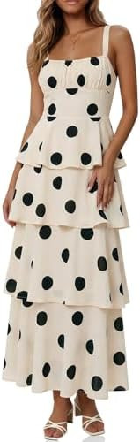 Fisoew Womens Floral Maxi Dresses Spaghetti Strap Casual Sleeveless Ruffle Flowy Tiered Dress | Amazon (US)