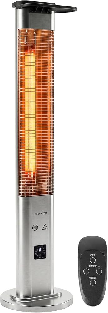 SereneLife Outdoor Electric Patio Heater - 900W Infrared Heater with Remote, Aluminum Reflector, ... | Amazon (US)