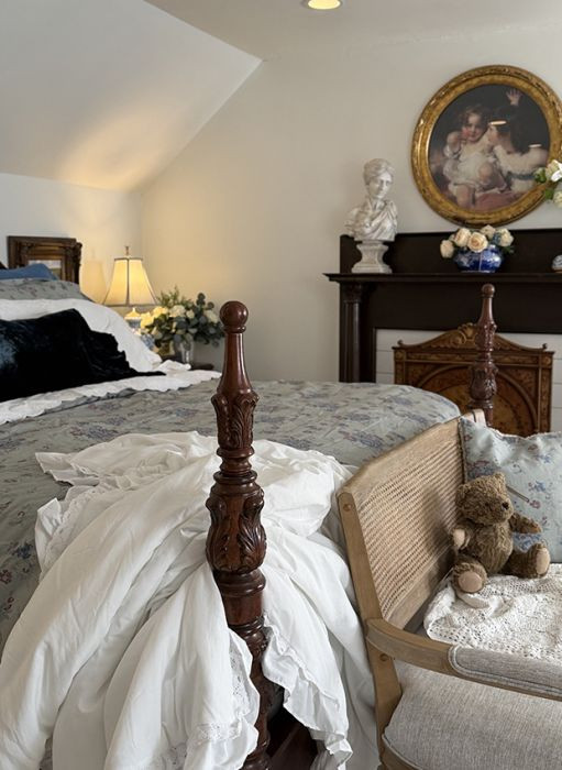 Washed Denim Florals Bedding Set | Antique Farm House
